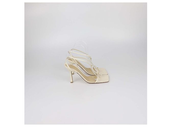 Sandali T-Strap in pelle Off White Bottega Veneta Crudo - vista 3