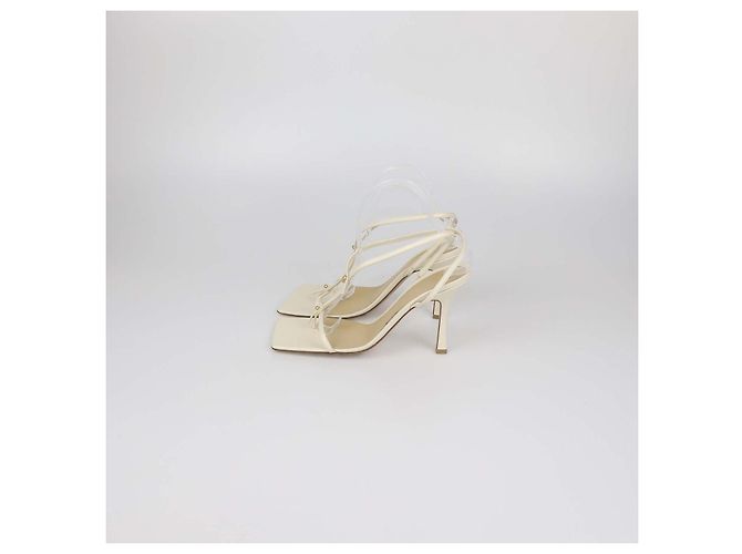Sandali T-Strap in pelle Off White Bottega Veneta Crudo - vista 4