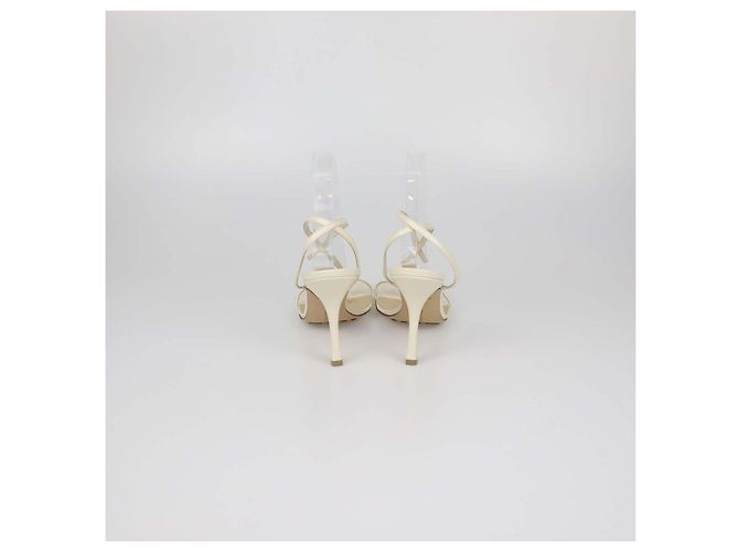 Sandali T-Strap in pelle Off White Bottega Veneta Crudo - vista 5