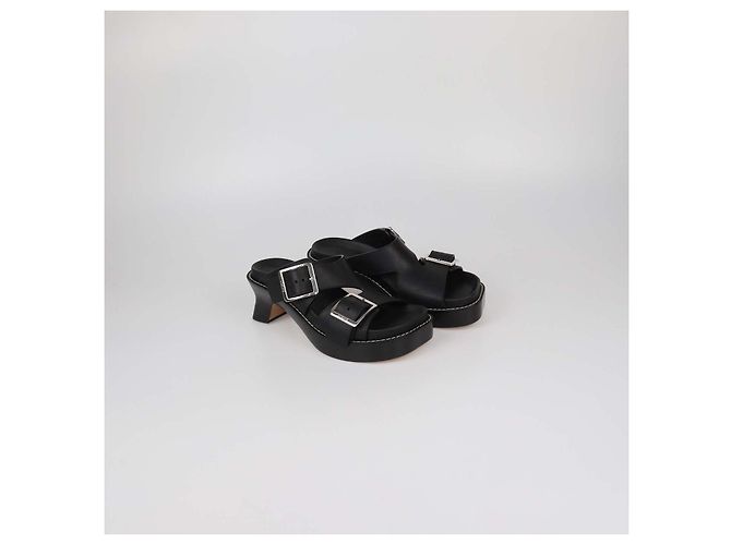 Sandali Ease in pelle nera con doppia fibbia Loewe Nero - vista 2