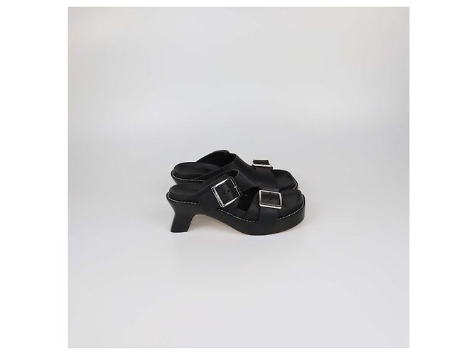 Sandali Ease in pelle nera con doppia fibbia Loewe Nero - vista 3