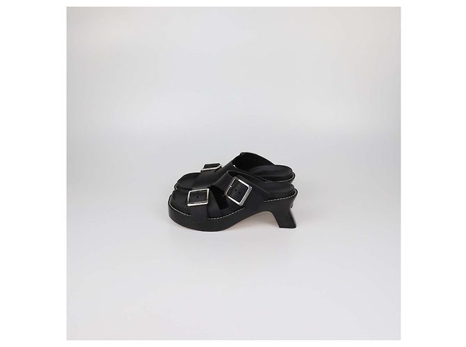 Sandali Ease in pelle nera con doppia fibbia Loewe Nero - vista 4