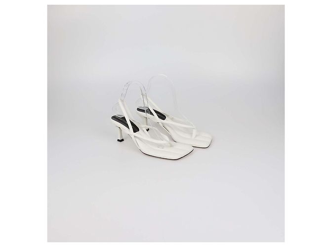 Sandali slide squadrati in pelle bianca Proenza Schouler Bianco - vista 2