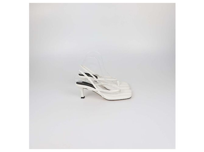 Sandali slide squadrati in pelle bianca Proenza Schouler Bianco - vista 3