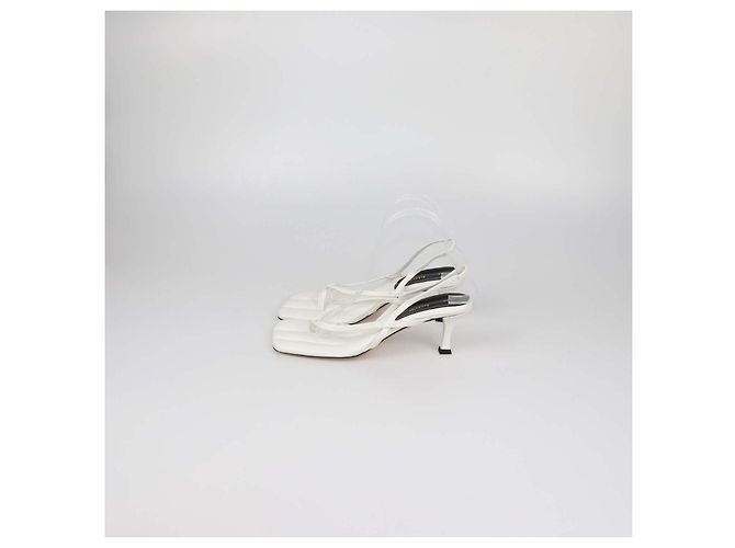 Sandali slide squadrati in pelle bianca Proenza Schouler Bianco - vista 4