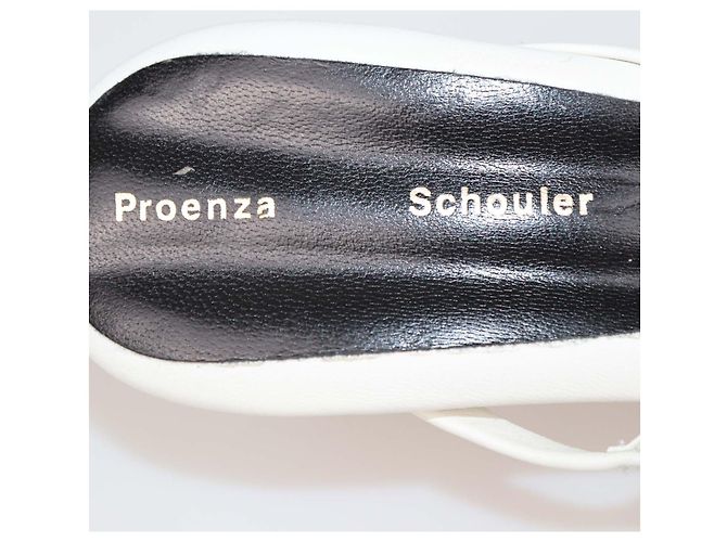 Sandali slide squadrati in pelle bianca Proenza Schouler Bianco - vista 6