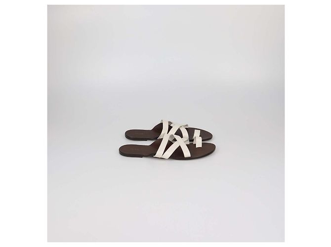 Sandali bassi Kris in pelle White/Brown The Row - vista 3