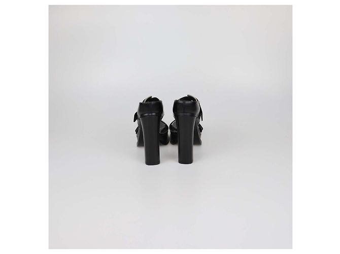 Sandali platform Alexander McQueen in pelle nera con doppia fibbia Nero - vista 5