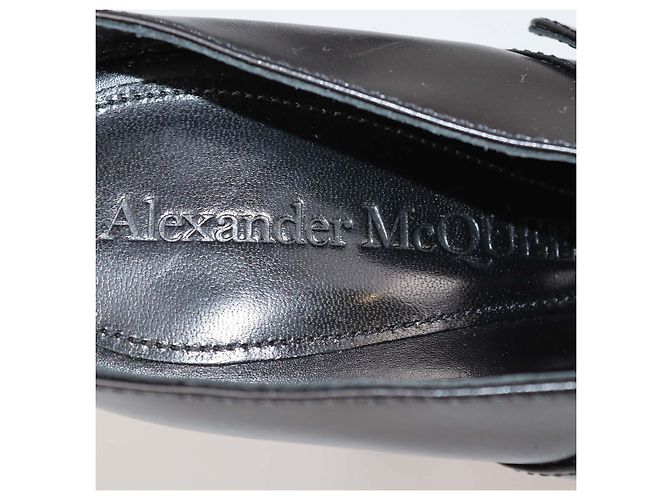 Sandali platform Alexander McQueen in pelle nera con doppia fibbia Nero - vista 6