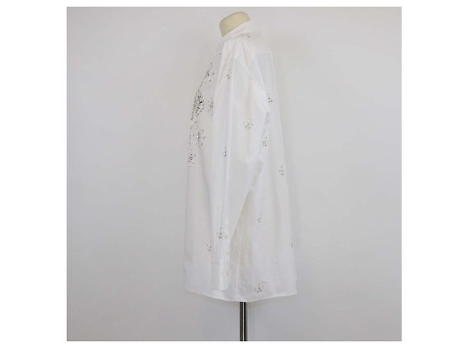 Camicia a maniche lunghe Valentino in cotone bianco ricamata e decorata - vista 2