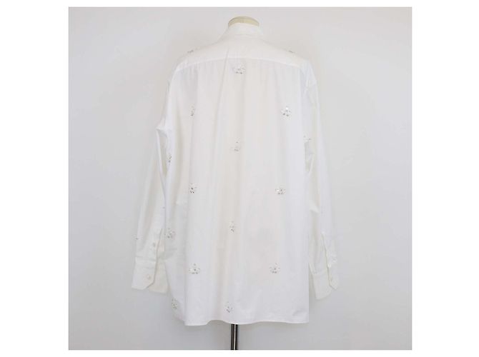 Camicia a maniche lunghe Valentino in cotone bianco ricamata e decorata - vista 3