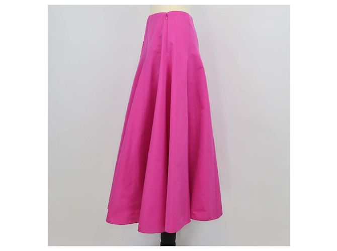 Falda midi acampanada Valentino en mezcla de algodón fucsia Rosa - vista 2