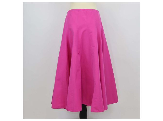 Falda midi acampanada Valentino en mezcla de algodón fucsia Rosa - vista 3