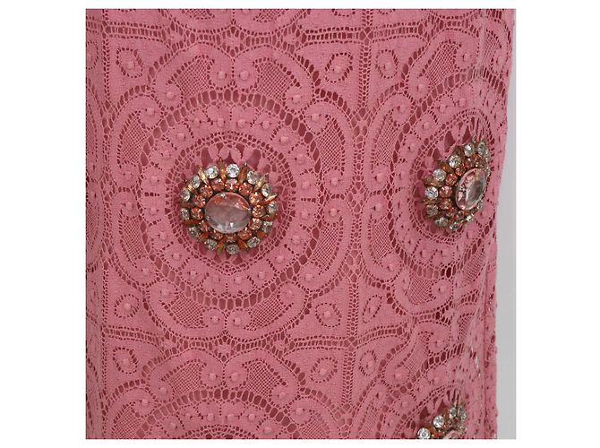 Set Burberry Camicia in Pizzo di Cotone Rosa e Gonna Midi con Cristalli Applicati - vista 5
