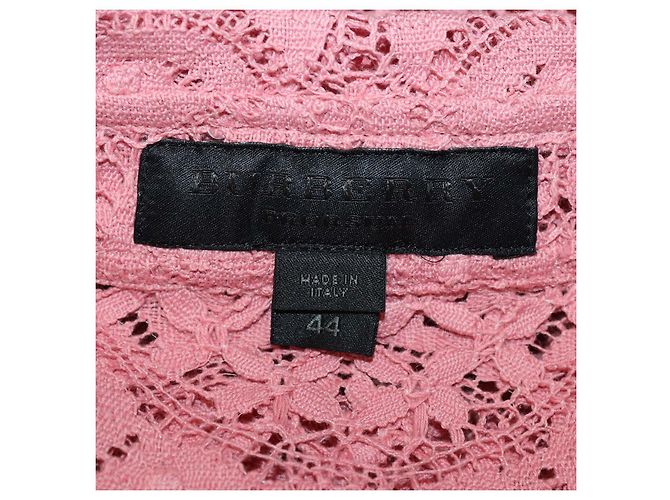 Set Burberry Camicia in Pizzo di Cotone Rosa e Gonna Midi con Cristalli Applicati - vista 7