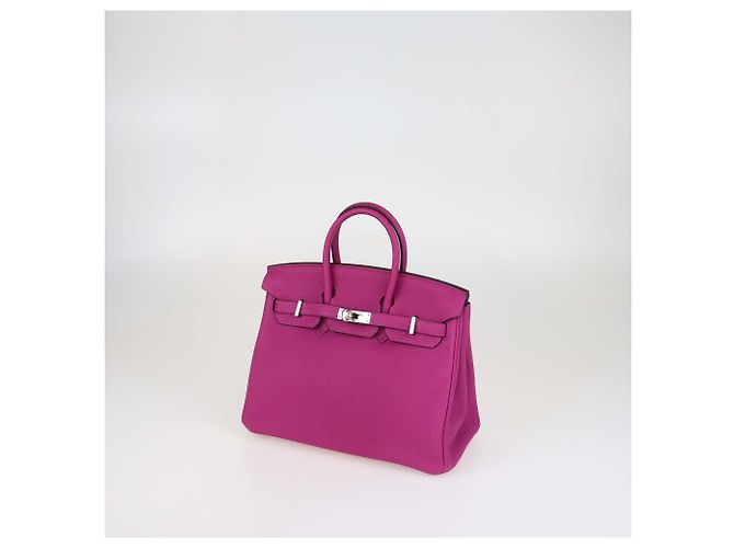 Hermès Borsa Birkin 25 Hermes Rose Magnolia in pelle Clemence con hardware Palladium - vista 2