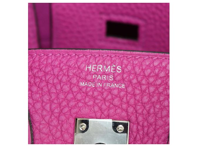 Hermès Borsa Birkin 25 Hermes Rose Magnolia in pelle Clemence con hardware Palladium - vista 5