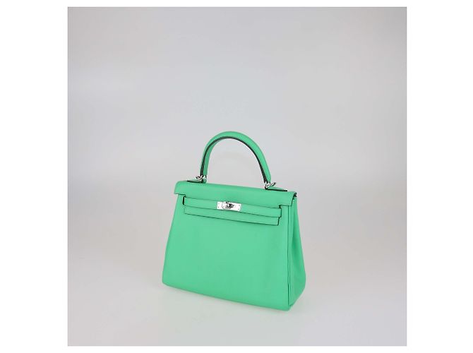 Hermès Borsa Kelly Retourne 25 Hermes Vert Comics in pelle Swift con hardware Palladium - vista 2