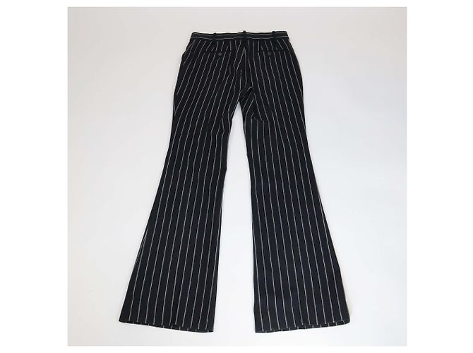 Pantalón acampanado de lana a rayas diplomáticas blanco/negro Tom Ford - vista 2