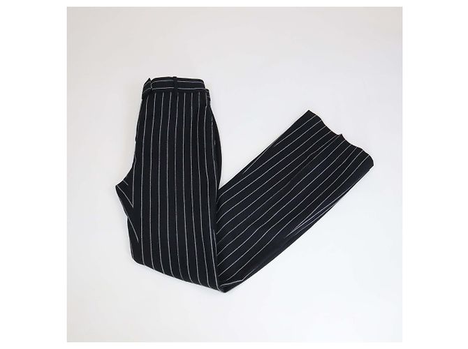 Pantalón acampanado de lana a rayas diplomáticas blanco/negro Tom Ford - vista 3