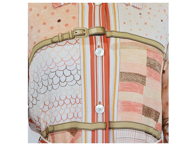 Hermès Sovracamicia trapuntata Hermes Orange Lava Silk Coloriages de Jour - vista 4