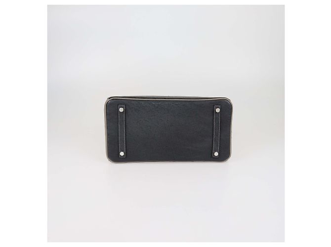 Hermès Borsa Birkin 30 Hermes Struzzo Black/Gris Agate Palladium Spazzolato Special Order Nero - vista 4