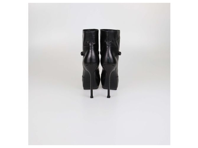 Stivaletti platform in pelle nera Yves Saint Laurent Nero - vista 5