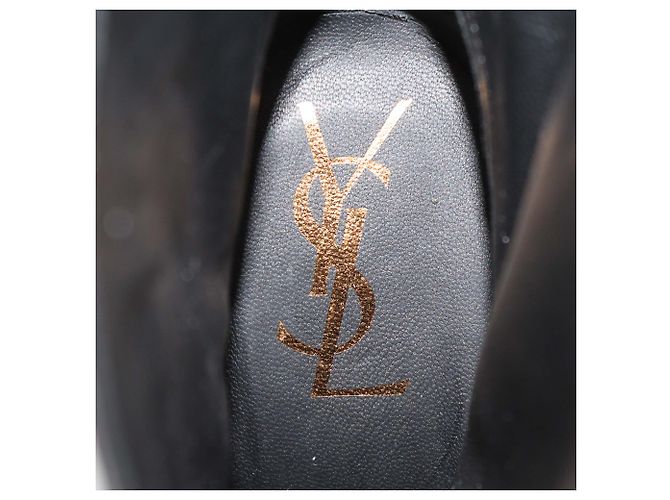 Stivaletti platform in pelle nera Yves Saint Laurent Nero - vista 6
