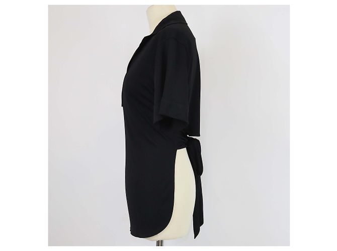 Hermès Top corto a maniche corte in viscosa nera Hermes Nero - vista 2