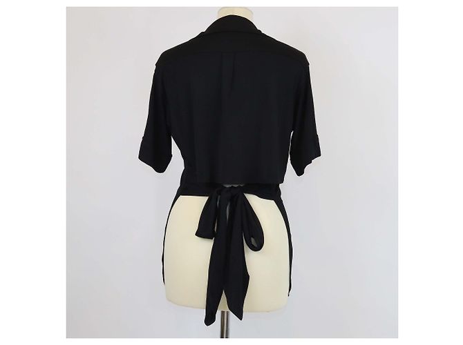 Hermès Top corto a maniche corte in viscosa nera Hermes Nero - vista 3