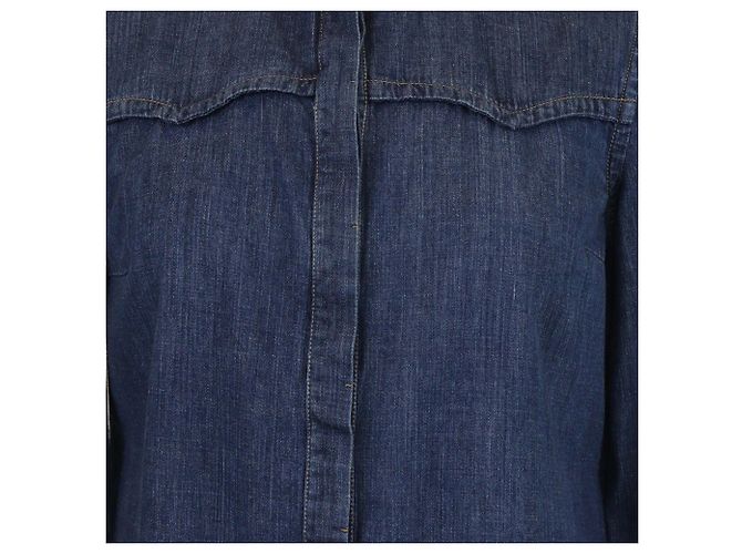 Camicia a maniche lunghe in denim lavato blu Brunello Cucinelli - vista 4