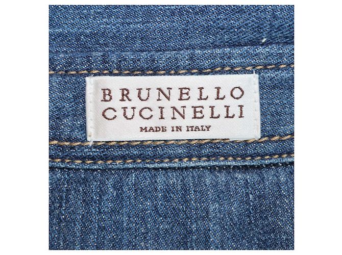 Camicia a maniche lunghe in denim lavato blu Brunello Cucinelli - vista 5