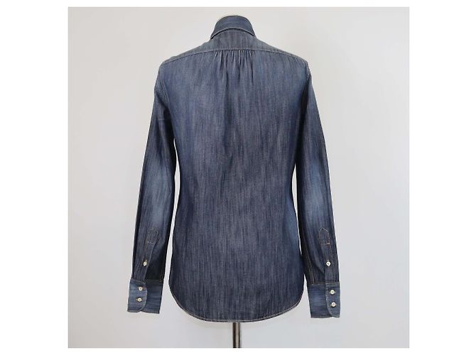 Camicia a maniche lunghe Dsquared2 in denim blu con perline - vista 3