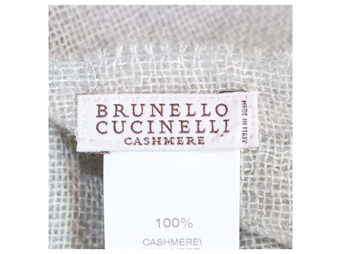 Sciarpa da spalla Brunello Cucinelli in cashmere grigio e pelliccia di volpe - vista 5