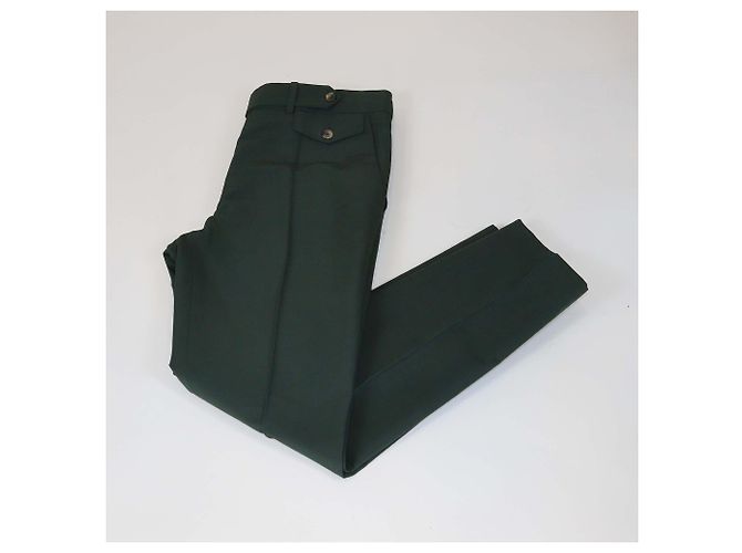 Céline Pantalones Celine de mezcla de algodón verde kaki con bolsillos frontales - vista 3