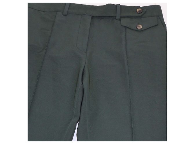 Céline Pantalones Celine de mezcla de algodón verde kaki con bolsillos frontales - vista 4