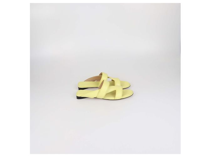 Bottega Veneta The Band Flat Slide in pelle Lime D'oro - vista 3