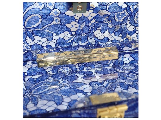 Clutch Dolce Box in acrilico con stampa pizzo Blu/Trasparente Dolce & Gabbana - vista 5