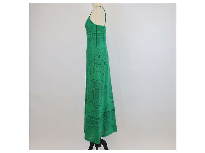 Vestido largo sin mangas Valentino de encaje de algodón verde - vista 2