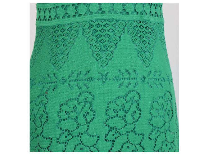 Vestido largo sin mangas Valentino de encaje de algodón verde - vista 4