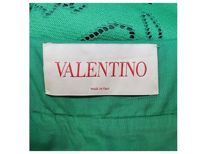 Vestido largo sin mangas Valentino de encaje de algodón verde - vista 5