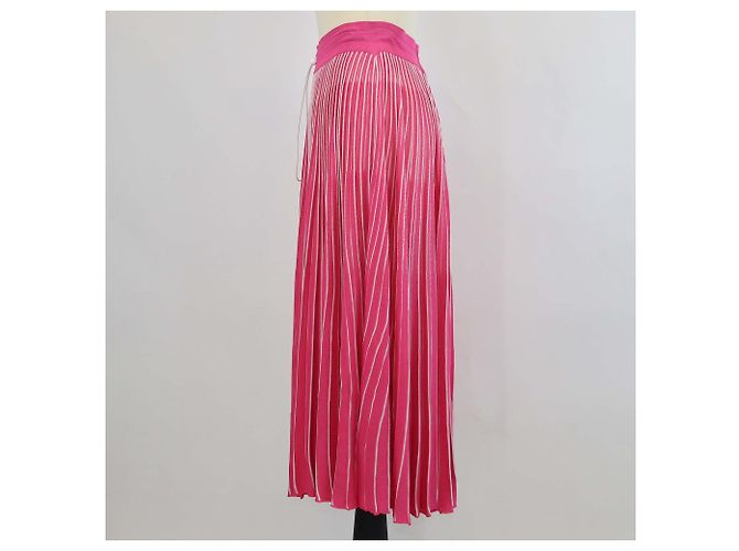 Falda midi plisada a rayas rosa Valentino - vista 2