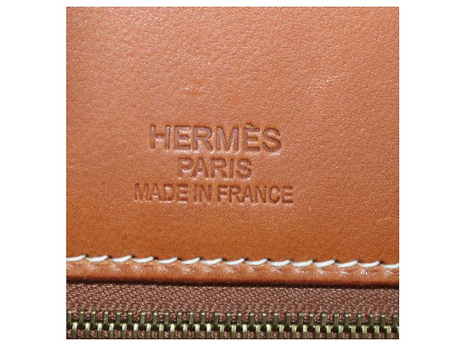 Hermès Borsa Birkin 35 Hermes Fauve/Natural Canvas e Pelle Barenia Permabrass Flag Rosso - vista 5