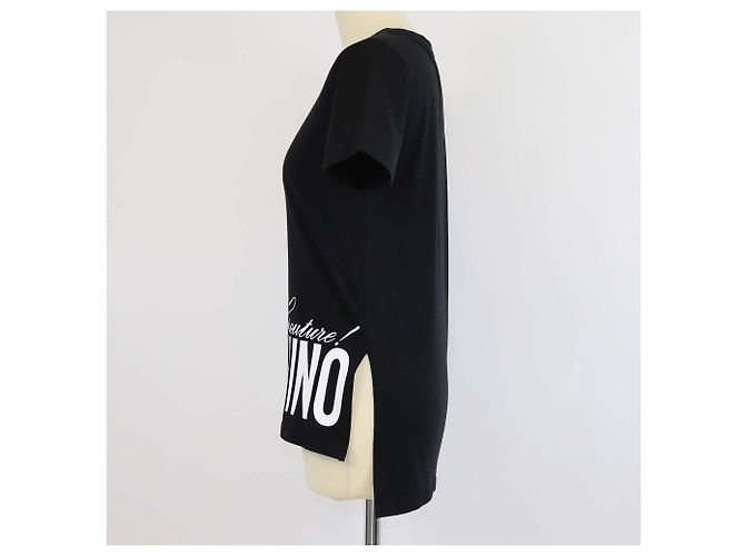 Camiseta de cuello redondo en algodón negro con estampado de logo Moschino Couture - vista 2