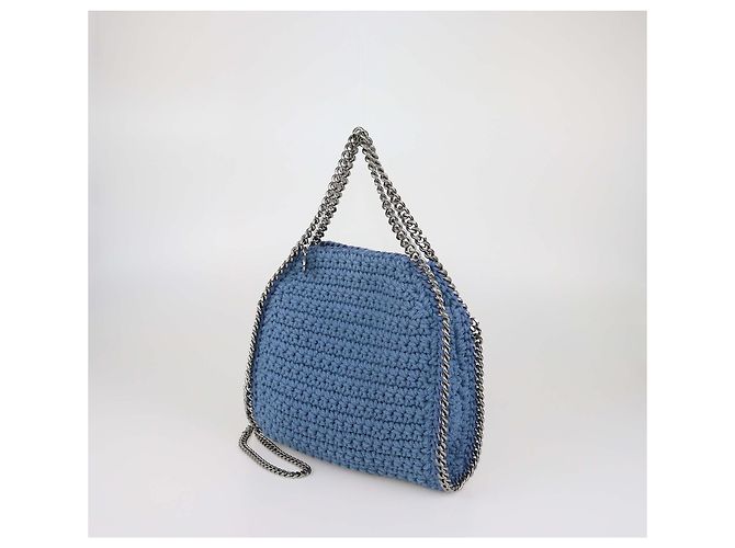 Stella Mc Cartney Mini Tote Falabella Stella McCartney in tessuto crochet blu - vista 2