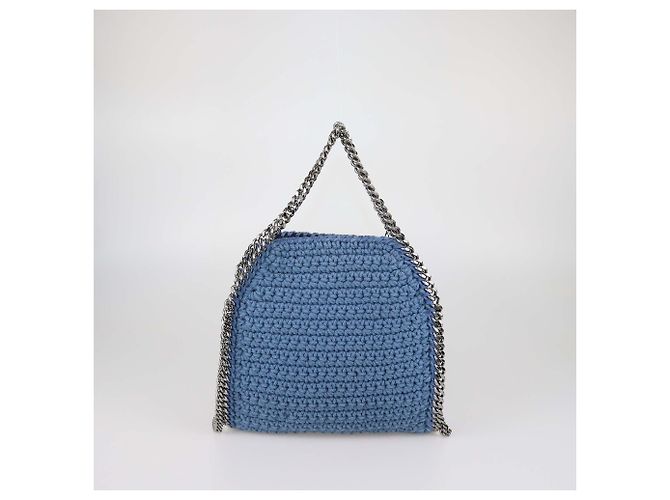 Stella Mc Cartney Mini Tote Falabella Stella McCartney in tessuto crochet blu - vista 3