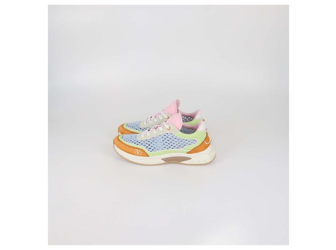 Zapatillas de cordones Valentino en piel y tejido mesh multicolor - vista 4