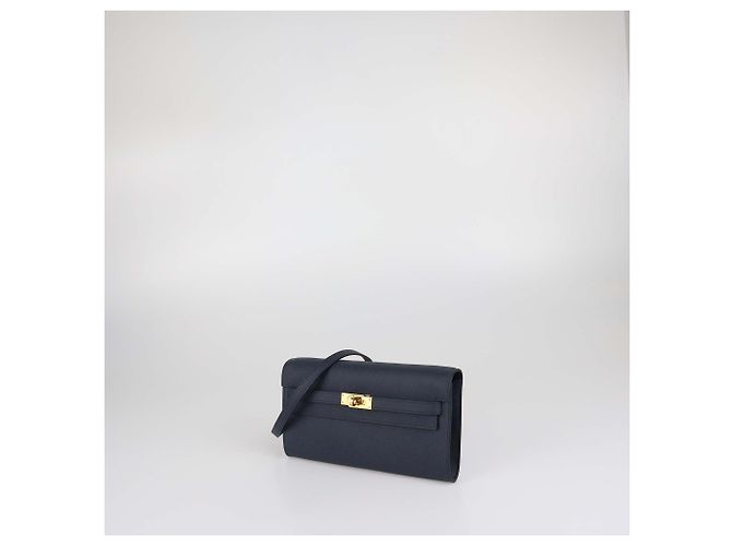 Hermès Portafoglio Hermes Indigo Epsom Leather Kelly Classique To Go Blu - vista 3