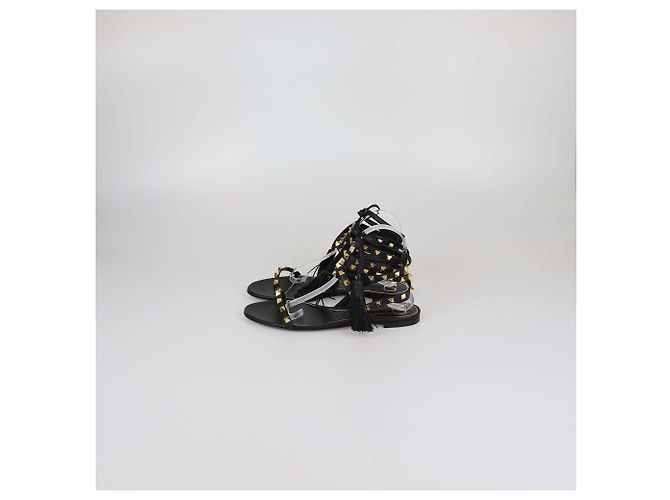 Sandali Gladiator con Nappine Rockstud in Pelle Nera Valentino Nero - vista 4