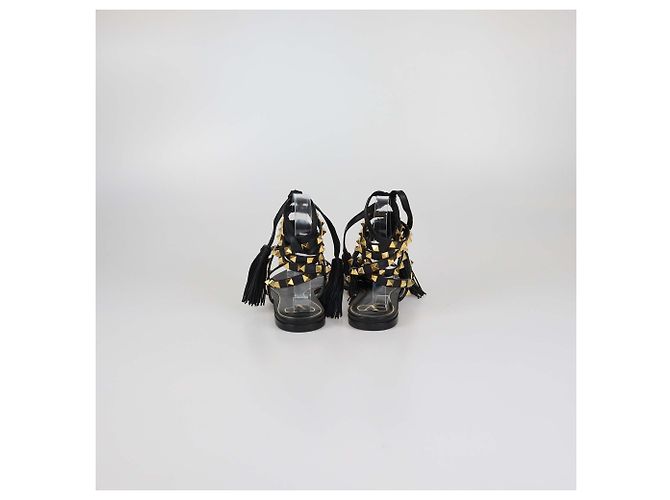 Sandali Gladiator con Nappine Rockstud in Pelle Nera Valentino Nero - vista 5
